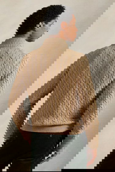 Sveter Polo by Ralph Lauren Polo Ralph Lauren Cable-Knit Half-Zip Sweater Béžová | 710810841, 1