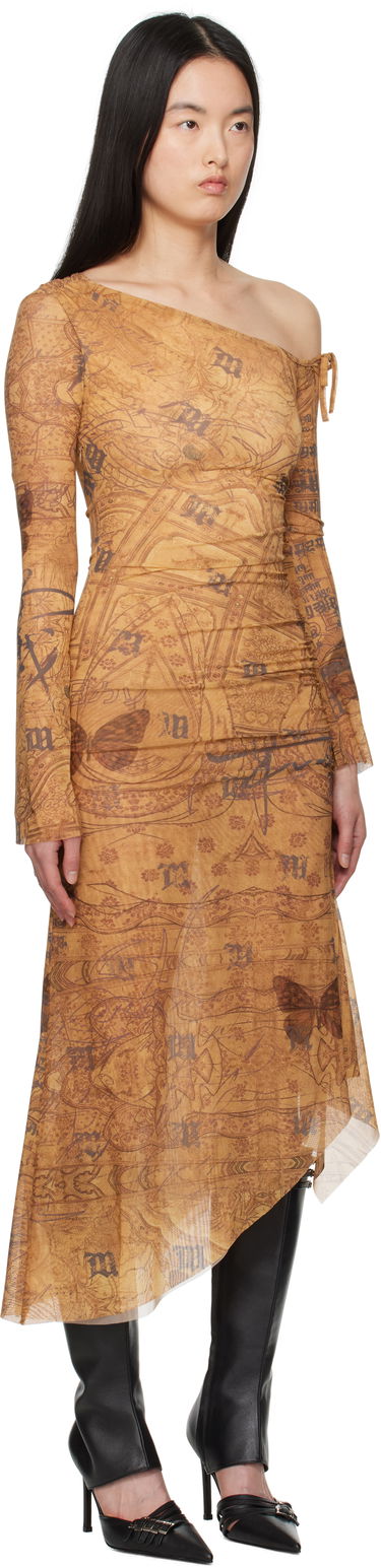 Šaty MISBHV MISBHV Goa Mesh Dropped Shoulder Midi Dress Hnedá | 250W810, 1