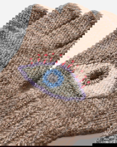 Rukavice KAPITAL Wool Folktale Fingerless Gloves with Embroidered Eye Rôznofarebný | K2411XG554 GRAYBEIGE, 5