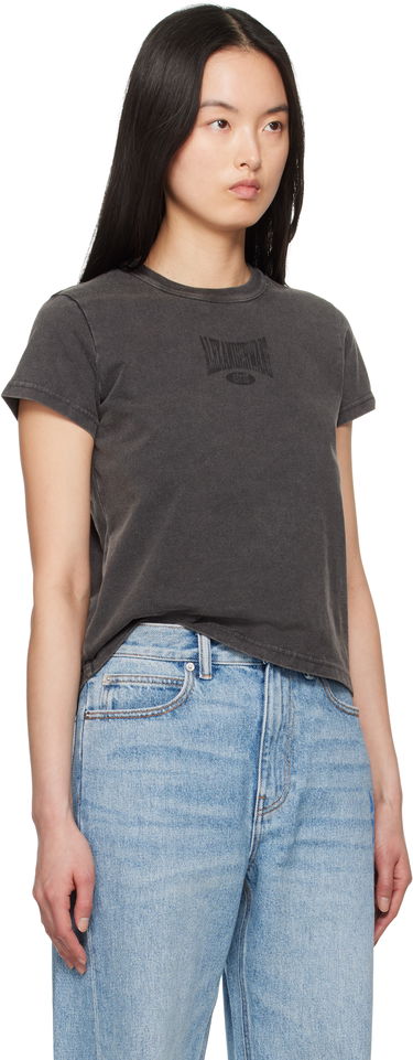 Tričko Alexander Wang Alexander Wang Distressed Logo Shrunken T-Shirt Šedá | 4CC2251540, 1