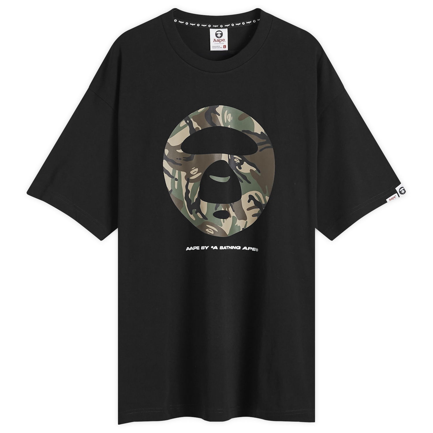 Tričko AAPE by A Bathing Ape AAPE Woodland Camo Moonface T-Shirt, Size Small Čierna | AAPTEM1448XXMBKX, 0
