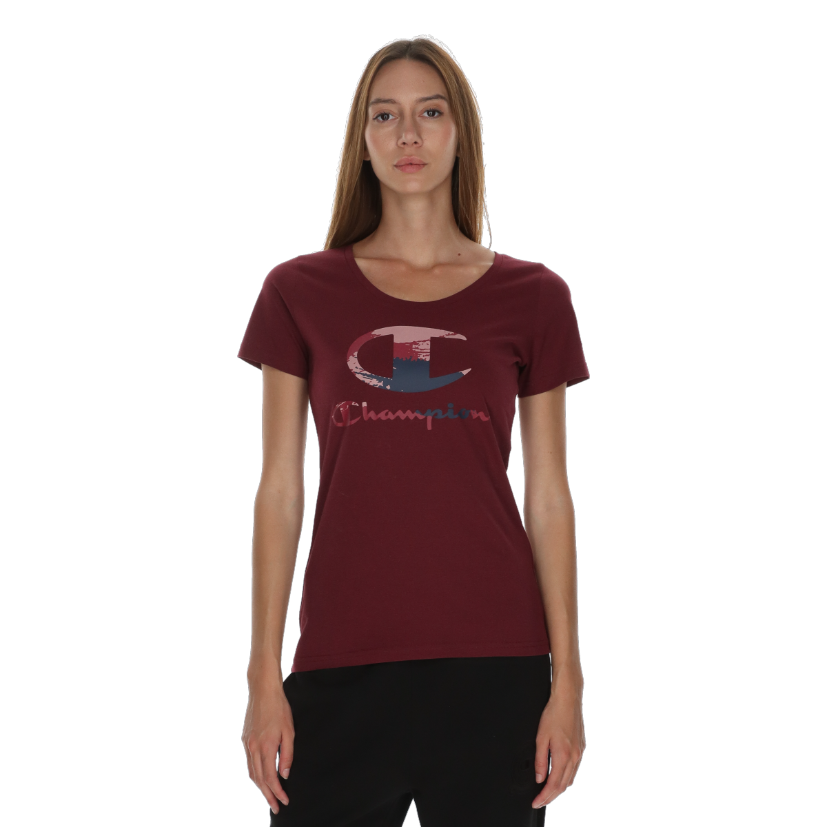 Tričko Champion Crewneck T-Shirt with Textured Logo Vínová | 118569-RS513, 0