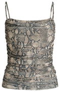 Snakeskin Print Ruched Mesh Corset Top