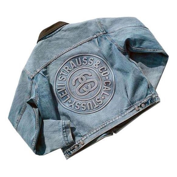 Bunda Stüssy Stussy x Levi's Embossed Trucker Jacket Modrá | STLV230221-001