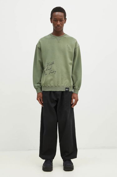 Mikina Neighborhood NEIGHBORHOOD Crewneck Sweatshirt with Distressing and Graphic Print Zelené | 242OKNH.CSM01, 4