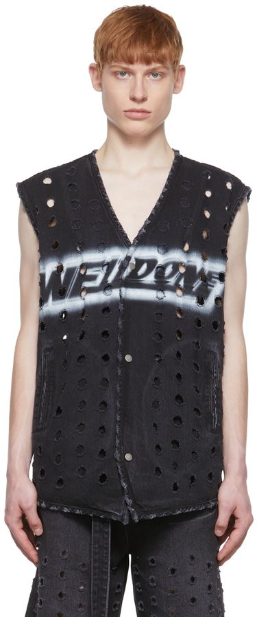 Vesta We11done Distressed Denim Vest Čierna | WD-DV1-22-361-M-WB, 0