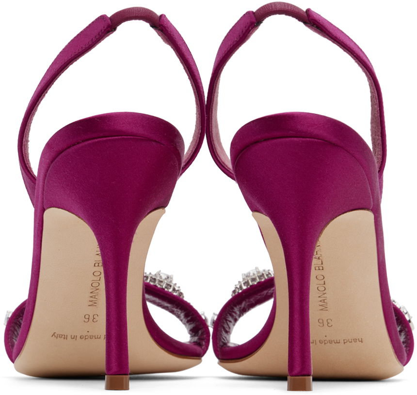 Starostlivosť o obuv Manolo Blahnik Manolo Blahnik Lamisan Satin Heeled Sandals Fialová | 324-2954, 1