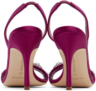 Starostlivosť o obuv Manolo Blahnik Manolo Blahnik Lamisan Satin Heeled Sandals Fialová | 324-2954, 1