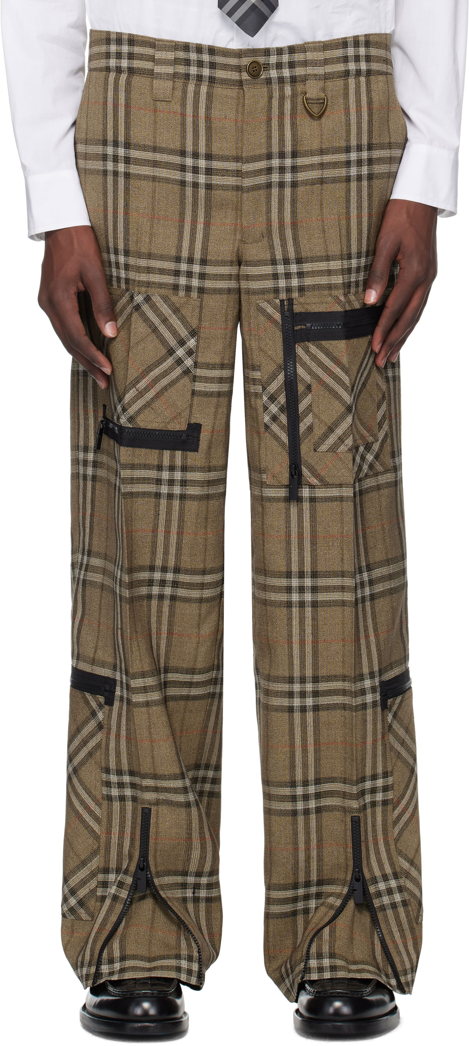 Nohavice Burberry Burberry Check Silk Blend Cargo Pants Hnedá | 8108349, 0