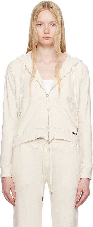 Mikina Tom Ford TOM FORD Terrycloth Zip-Up Hoodie Biela | FLJ062-FAX830, 0