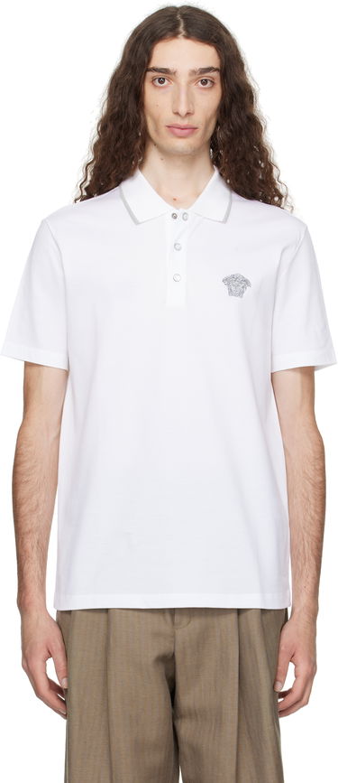 Polo tričko Versace Versace Embroidered Polo Biela | 1013906_1A14975, 0