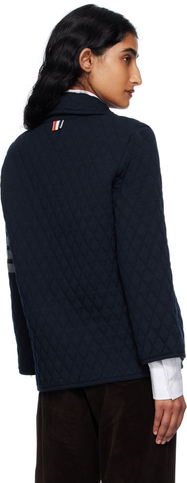 Bunda Thom Browne Thom Browne Quilted Knit Merino Wool 4-Bar Work Jacket Navy | FKJ117A-Y1029, 2
