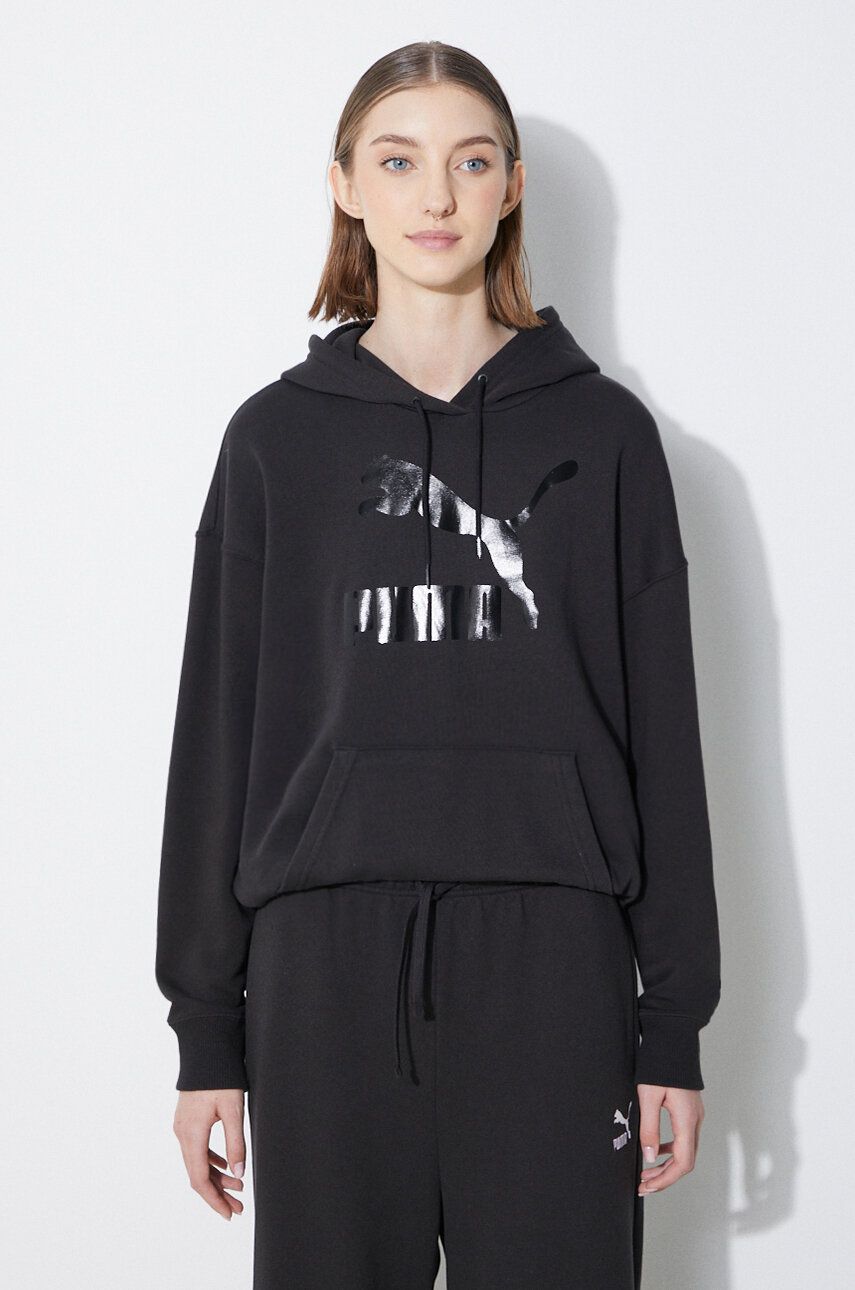 Mikina Puma Shiny Logo Hoodie Čierna | 625595, 0