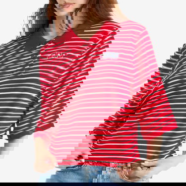 Polo tričko Martine Rose Martine Rose Striped Cropped Polo T-Shirt, Size Large Červená | 659JE02104O-REDWHT, 2