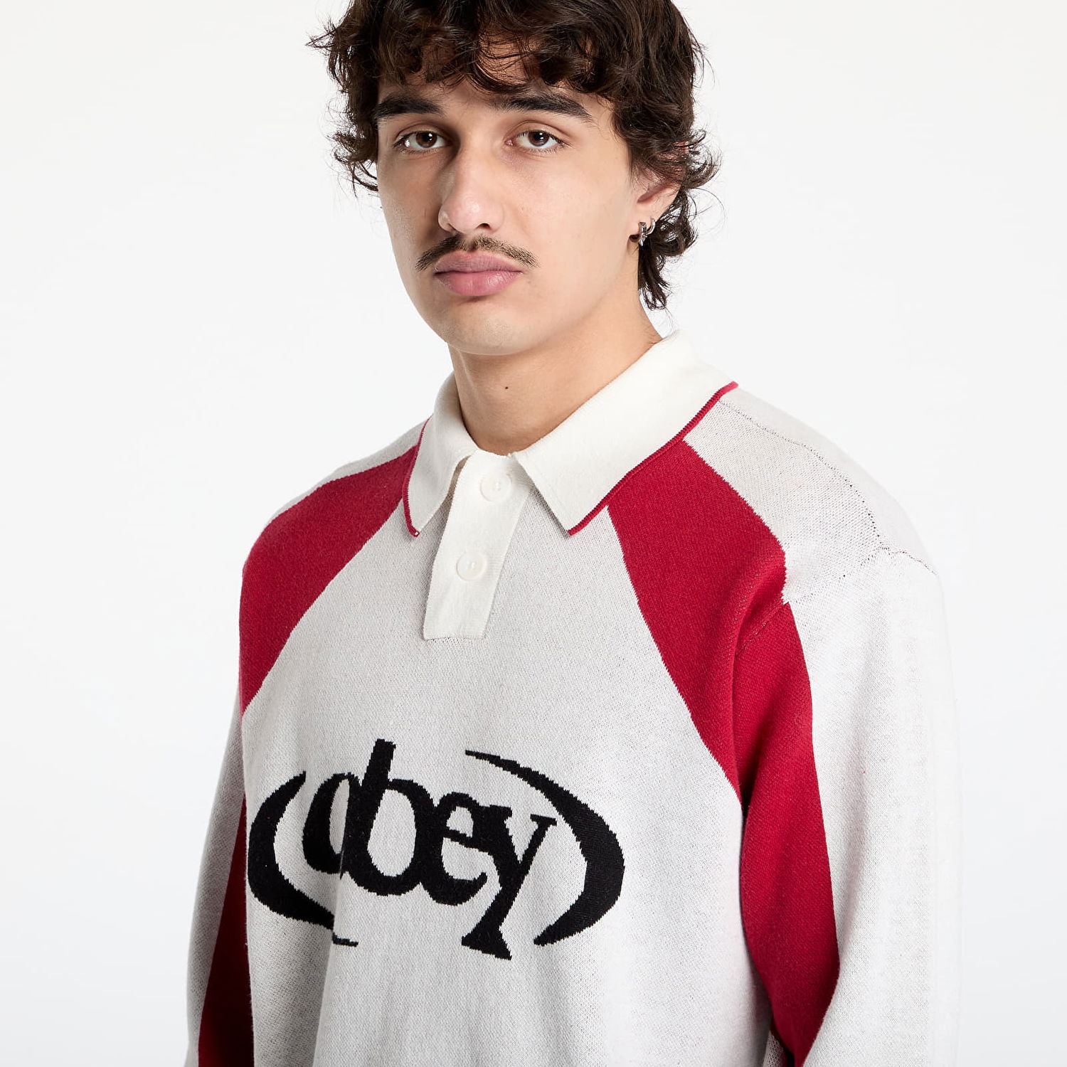 Sveter OBEY OBEY Soccer Polo Sweater Biela | 151000100-WTM, 1