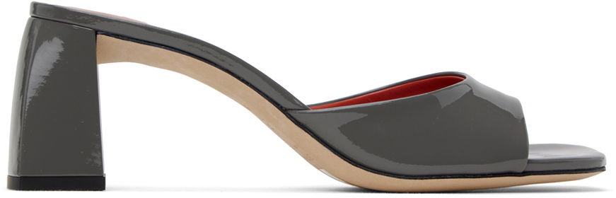 BY FAR Romy Patent Leather Heeled Sandals