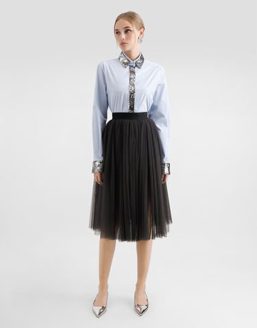 Košeľa Dolce & Gabbana Dolce & Gabbana Cotton Poplin Shirt with Sequins Modrá | F5T37TFUEAJB0075, 1