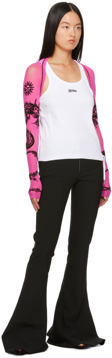 Tielko Jean Paul Gaultier Jean Paul Gaultier 'Safe Sex' Tattoo Print Mesh Shrug Biela | 23/15-F-TO120I-T001-22, 3