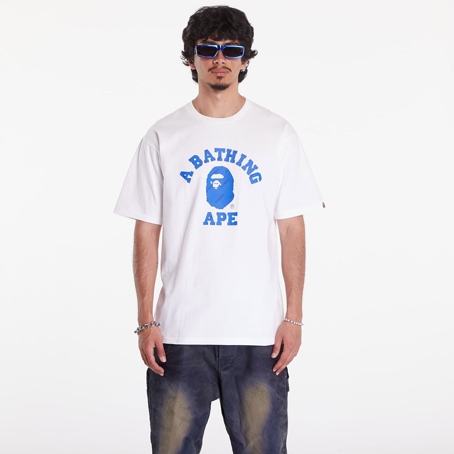 Tričko BAPE A BATHING APE Bape Hexagram College Tee Biela | 001TEK301033MWHT, 0