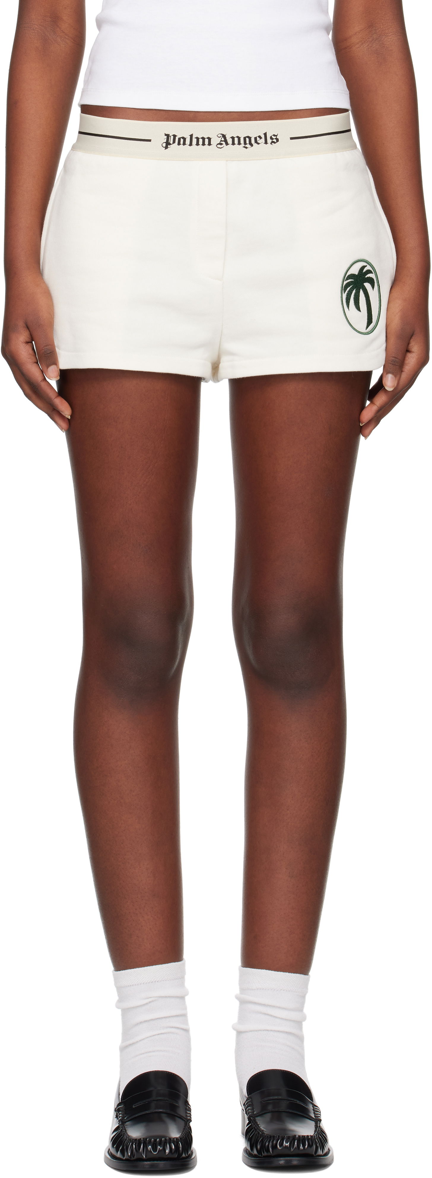 Šortky Palm Angels Palm Angels Oval Palm Sweat Shorts Biela | PWCI014S25FLE0010357, 0