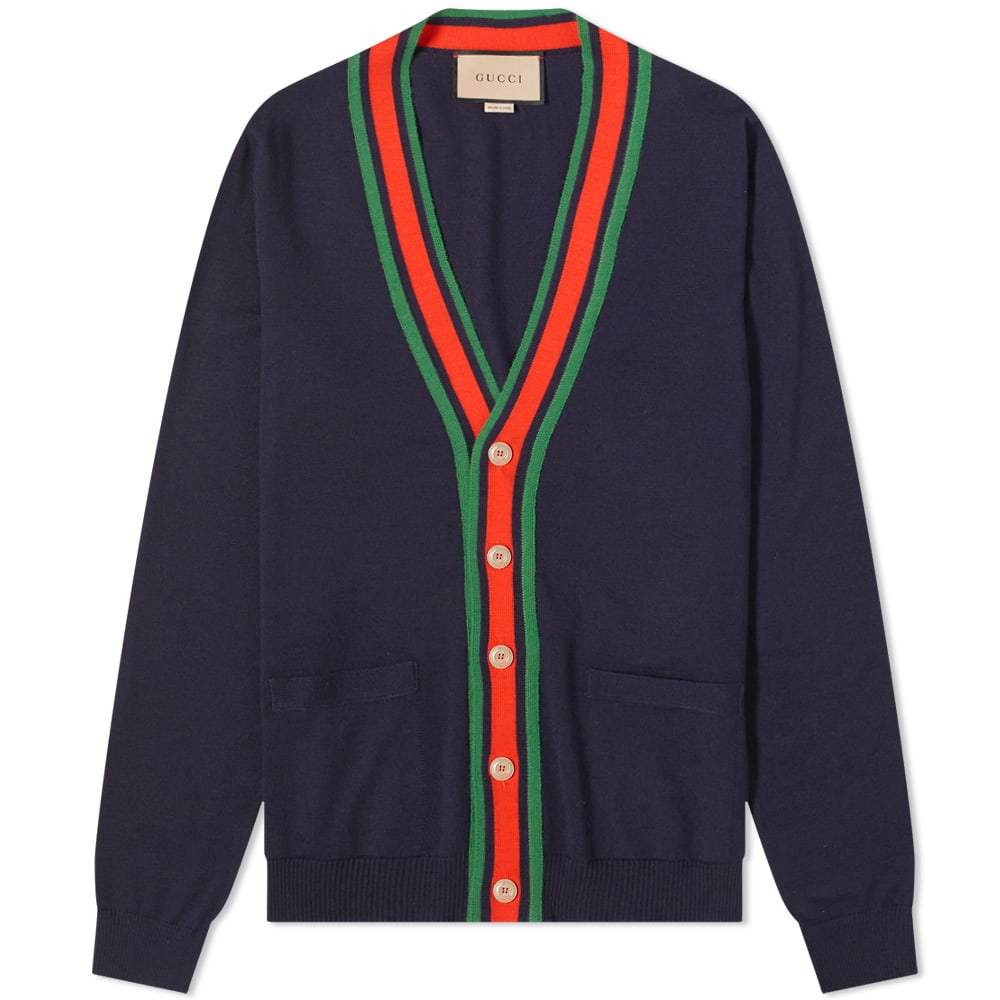 Sveter Gucci Grg Trim Cardigan Navy | 576806-XKAUL-4548, 0