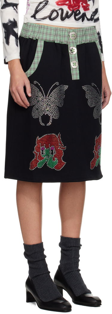 Sukňa Chopova Lowena Chopova Lowena Quimby Plaid-Trim Beaded Midi Skirt Čierna | 3276, 1