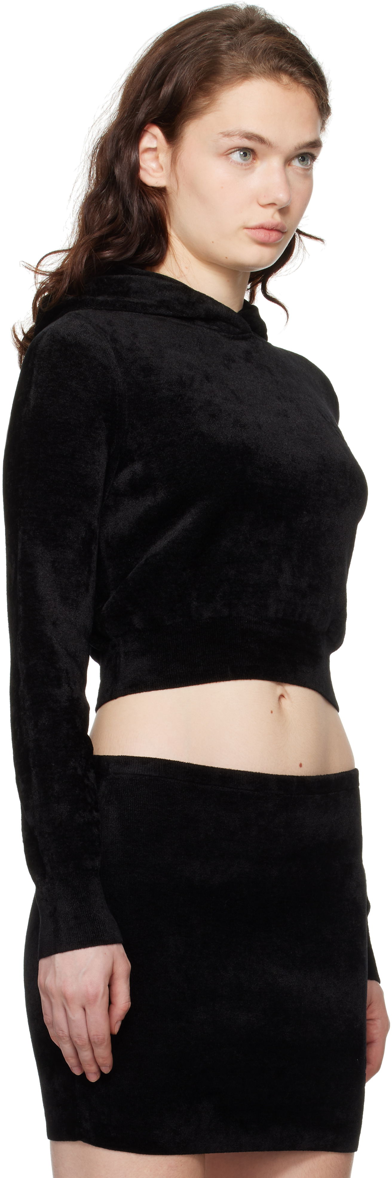 Mikina Alexander Wang Alexander Wang Cropped Velour Hoodie Čierna | 4KC4241002, 1