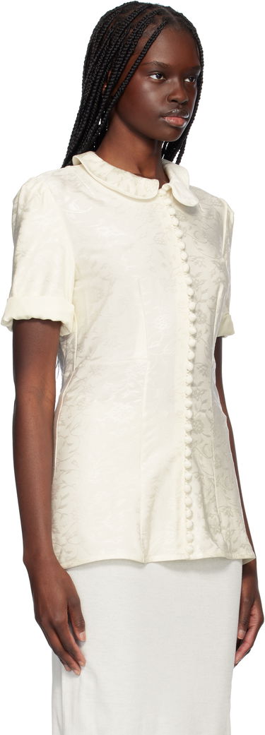 Košeľa Jil Sander Jil Sander Fluid Viscose Jacquard Blouse Modrá | J03NF0001_J20297, 4