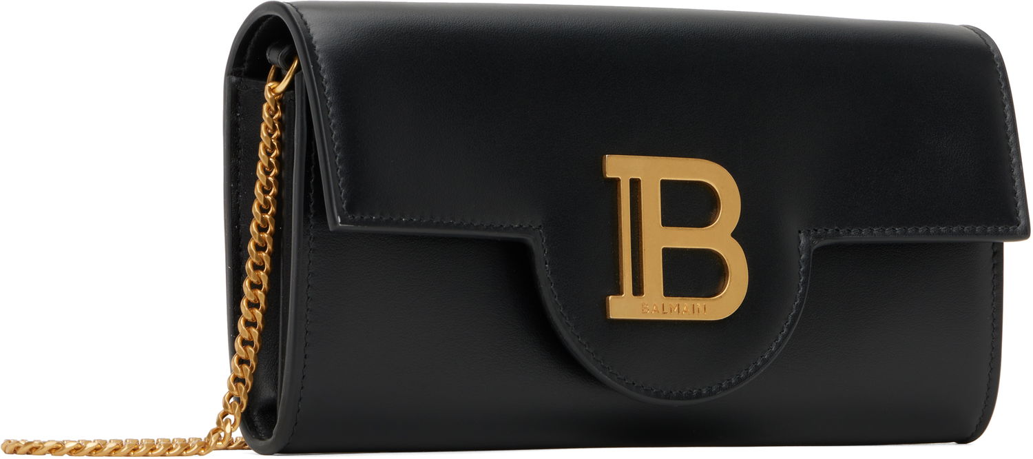 Peňaženka Balmain Balmain B-Buzz Leather Wallet on Chain Čierna | DN1ON197LAVE, 1