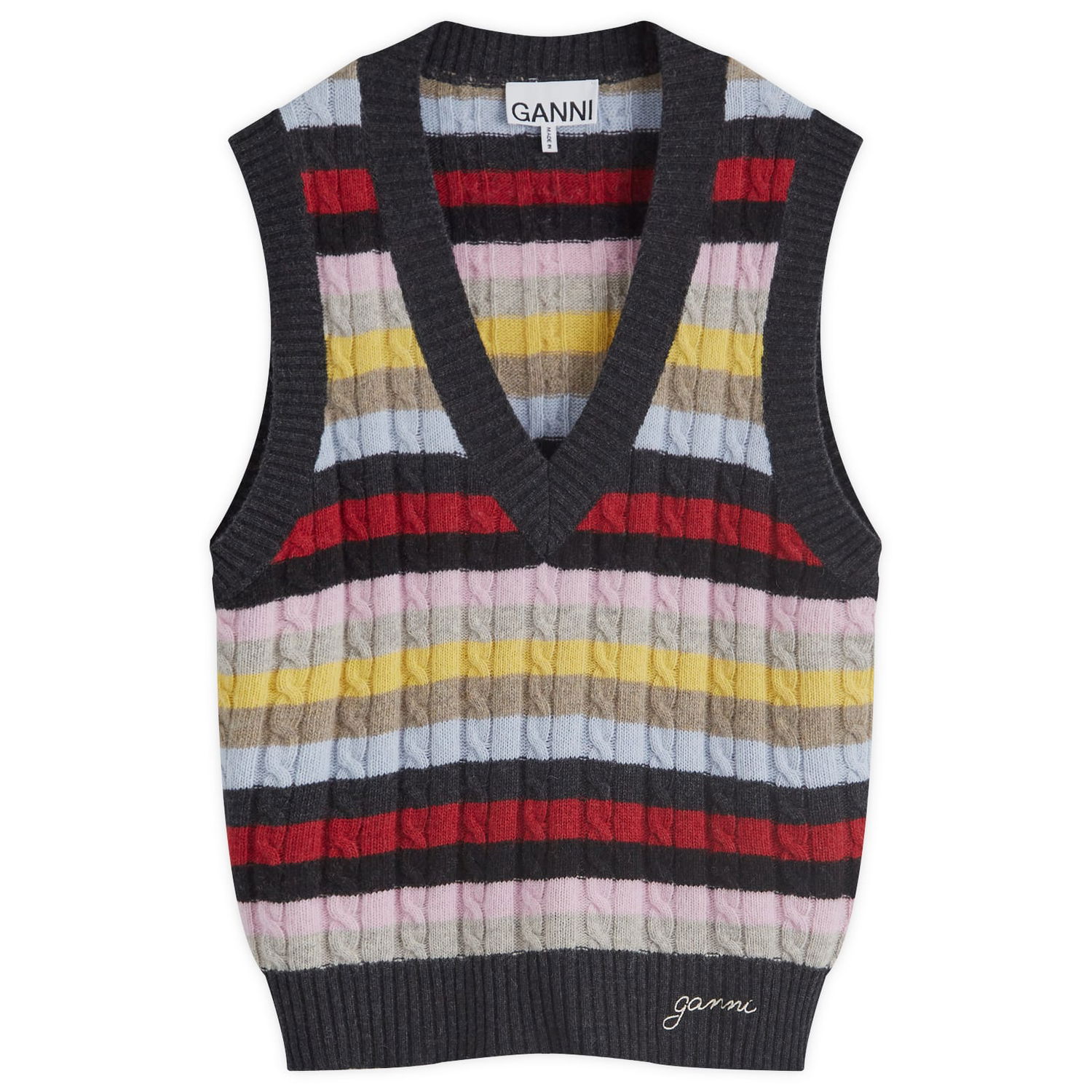 Sveter GANNI Logo Wool Mix Vest Rôznofarebný | K2286-MULTI, 0