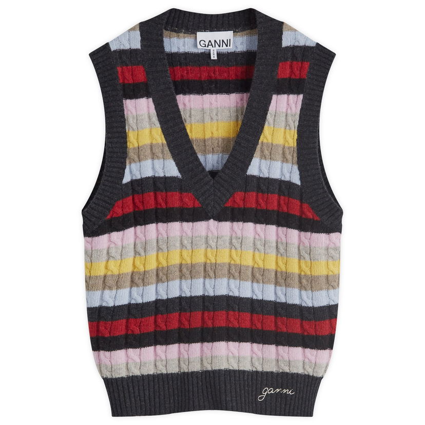 Sveter GANNI Logo Wool Mix Vest Rôznofarebný | K2286-MULTI