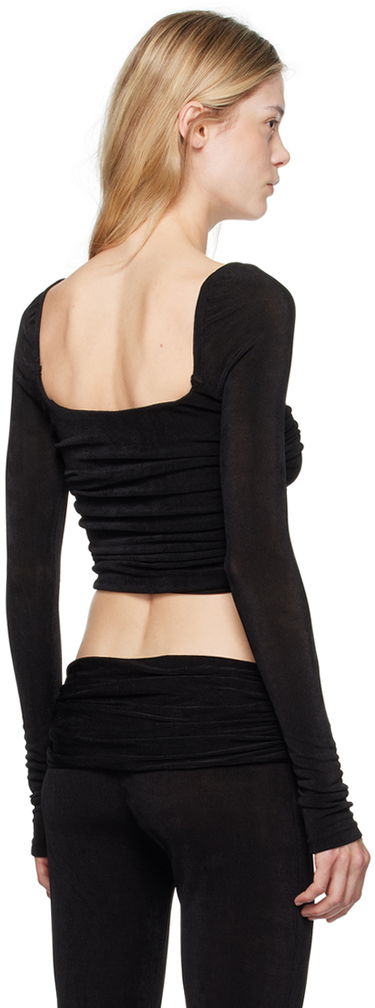 Crop Top GUIZIO Guizio Crisia Ruched Long Sleeve Top Čierna | P24111K066, 2