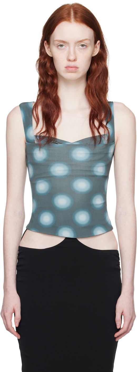 Tielko Miaou Miaou Luna Polka Dot Tank Top Modrá | 7110VC2GRB, 0