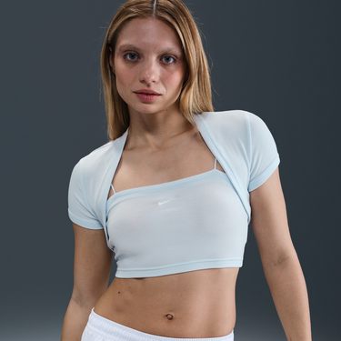 Crop Top Nike Sportswear Chill Knit 2-in-1 Slim Ribbed Crop Top Modrá | HJ1299-423, 4