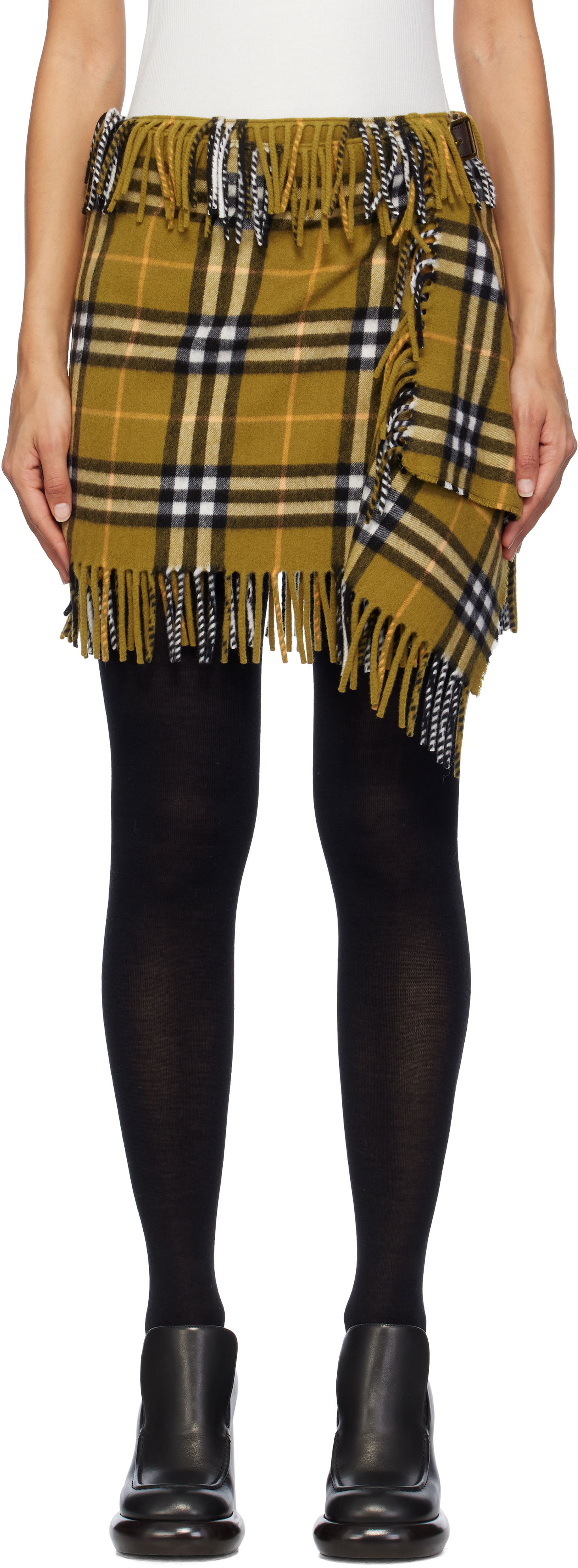 Check Wool Cashmere Scarf Mini Skirt