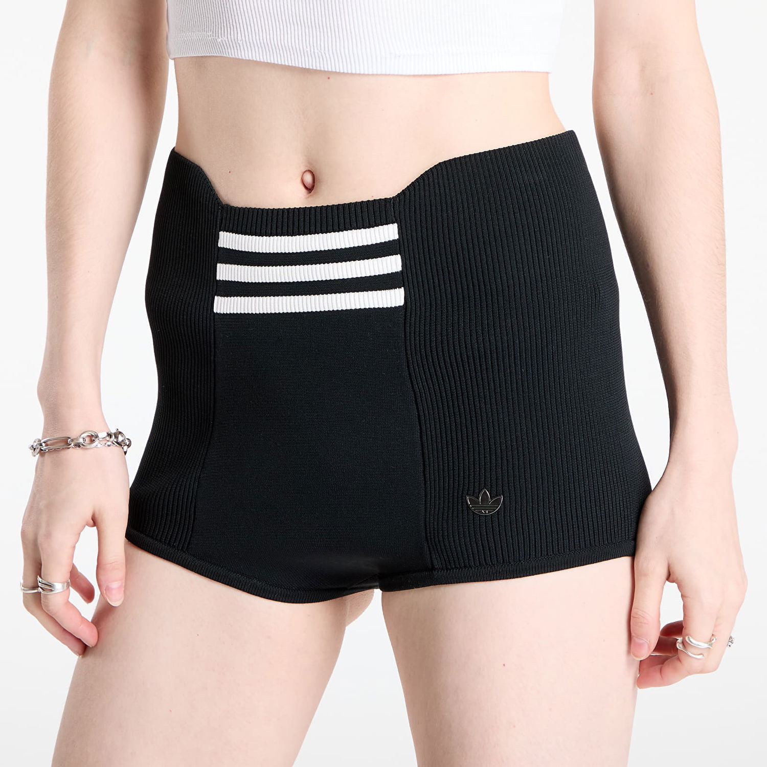 Šortky adidas Performance High-Waisted Knit Shorts Čierna | JW7318, 1