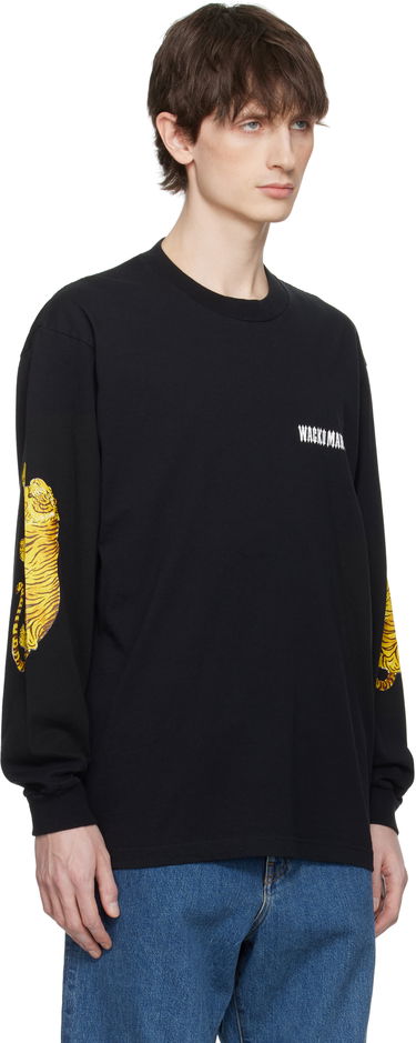 Tričko WACKO MARIA Wacko Maria Washed Tiger Print Crew Neck Longsleeve T-Shirt Čierna | 25SS-WMT-LT03, 1