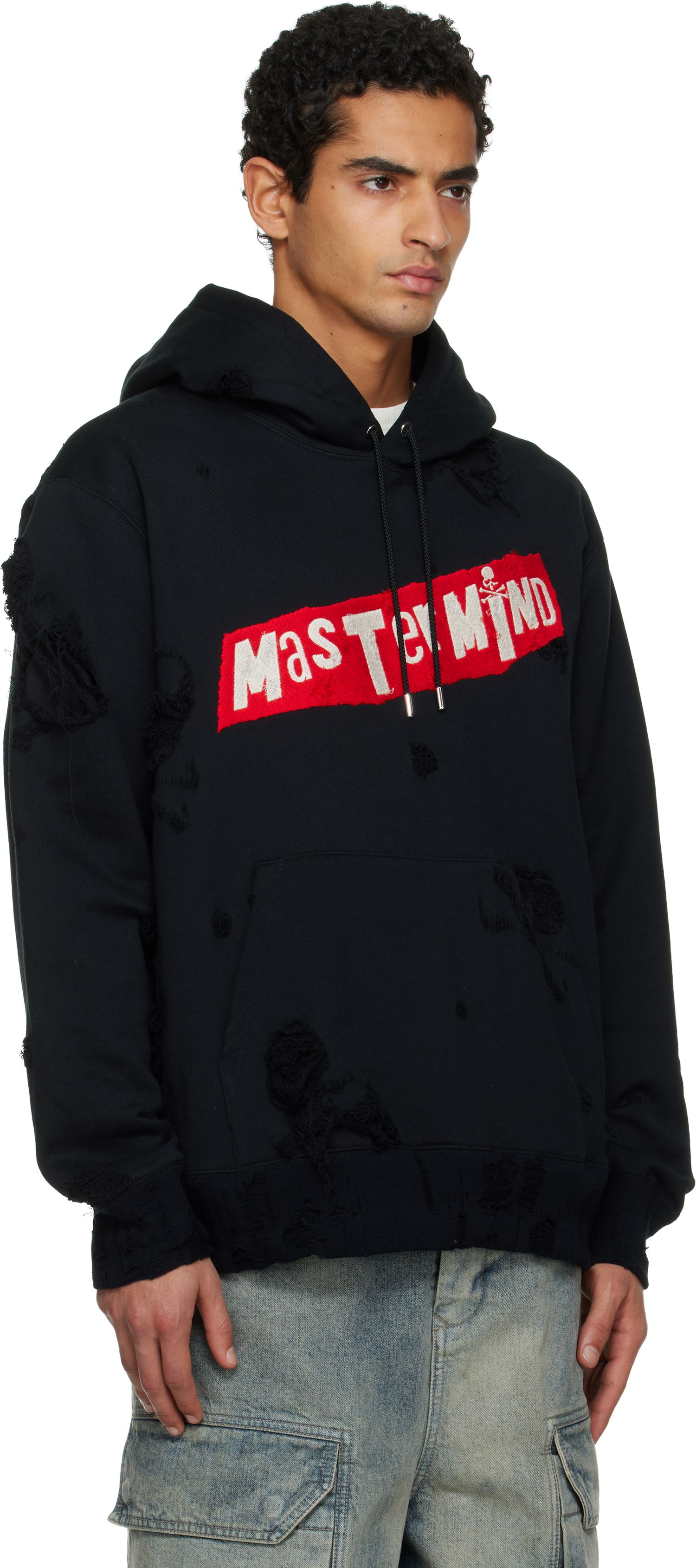 Mikina Mastermind WORLD Distressed Hoodie Čierna | MW25S15-SW008-002, 1