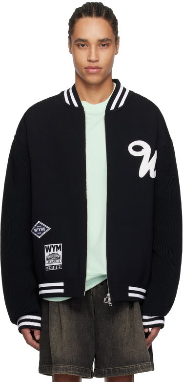 Sveter WOOYOUNGMI WOOYOUNGMI Varsity Zip-Up Sweater Čierna | W251KN03, 0