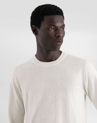 Sveter Dolce & Gabbana Dolce & Gabbana Silk Round-Neck Sweater with DG Logo Embroidery Biela | GXX02TJBSK5W0001, 3