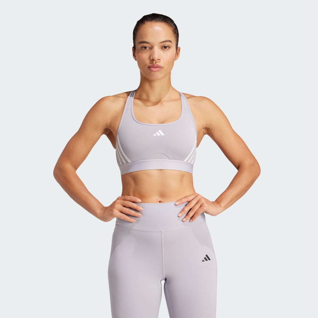 Podprsenka adidas Performance Poweract Training 3-Stripes Sports Bra Fialová | JF3334, 0