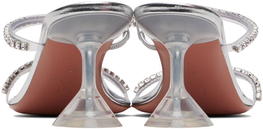 Doplnky Amina Muaddi Amina Muaddi Gilda Glass 70 Heeled Sandals Metalická | GILDA GLASS SLIPPER 70 CL PVC, 1