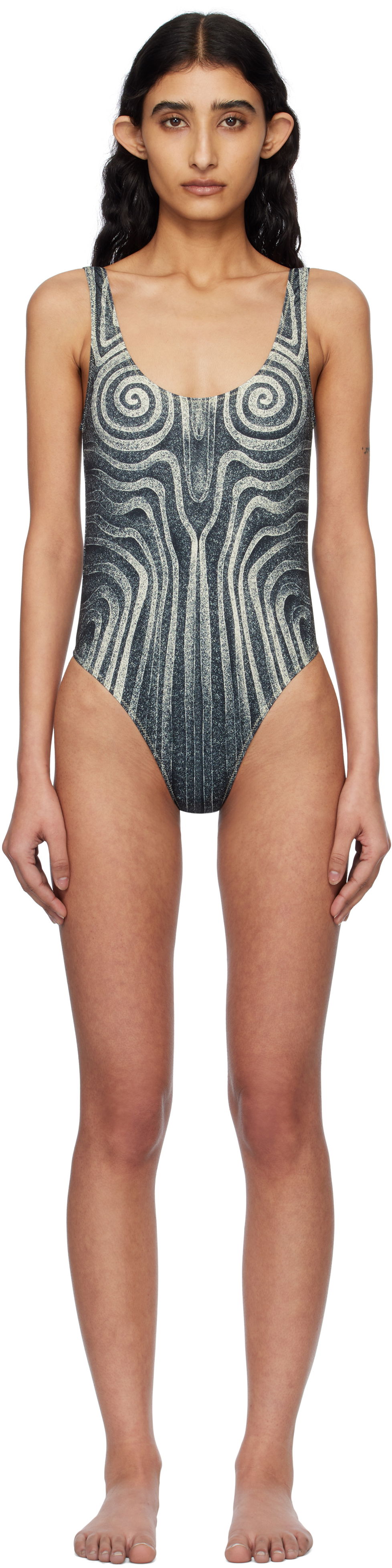 Plavky Jean Paul Gaultier Jean Paul Gaultier 'The Spirale' One-Piece Swimsuit Šedá | 25/34-F-MB030-J587-000203, 0