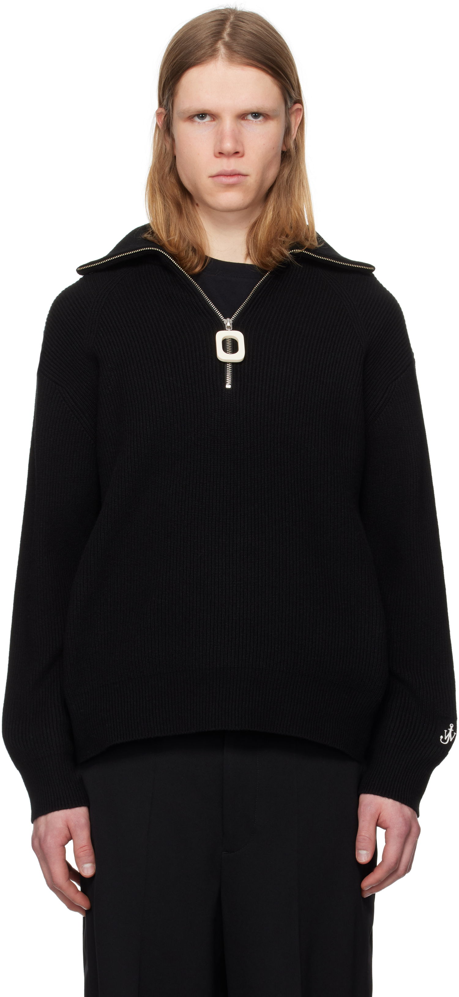 Sveter JW Anderson JW Anderson Half-Zip Knit Sweater Čierna | KW1285-YN0372, 0