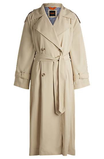 Trenčkot BOSS Loose-Fit Trench Coat Béžová | 50530977, 0
