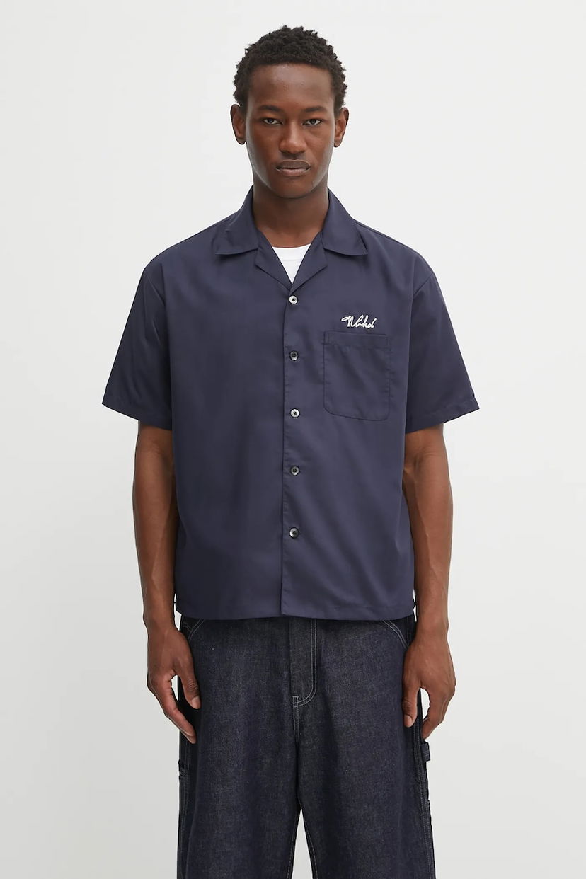 Košeľa Neighborhood NEIGHBORHOOD Solid-Color Hawaiian Shirt Navy | 251TSNH.SHM07
