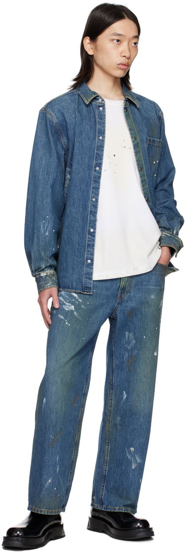 Džínsy Helmut Lang Wide Leg Painted Jeans Modrá | O05DM204, 3
