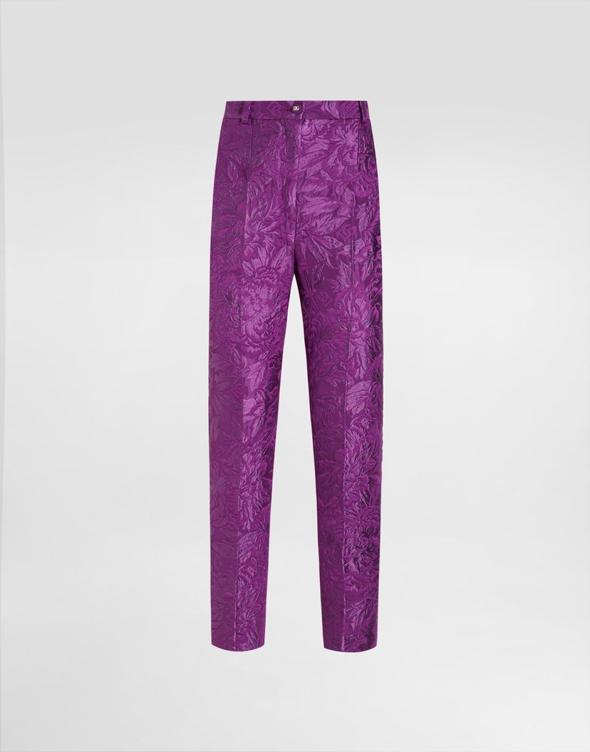 Nohavice Dolce & Gabbana Dolce & Gabbana Peony-Motif Brocade Trousers Fialová | FTAM2THJMQOF0571