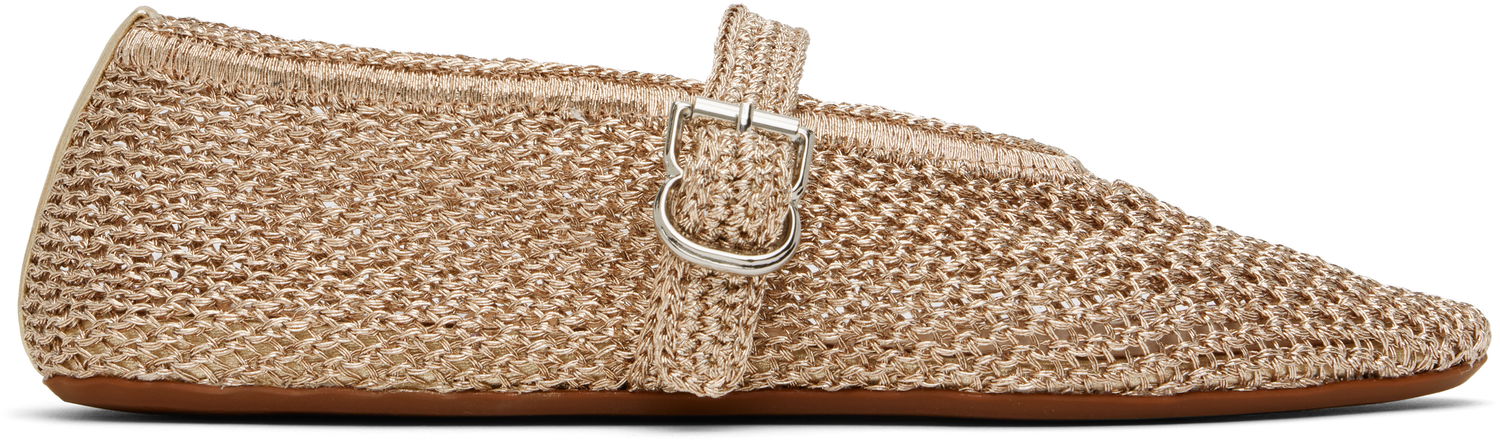 Šaty Alaïa ALAÏA Open Knit Ballerina Flats Béžová | AA3A029TK047, 0