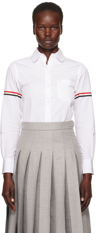 Košeľa Thom Browne Oxford Classic Round Collar Shirt With Long Sleeves Biela | FLL019E-03113, 0